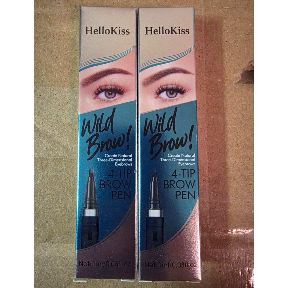 2pcs HelloKiss Wild Brow 4-Tip Brow Pen Long Lasting Natural Liner 02# 03# 3oz
